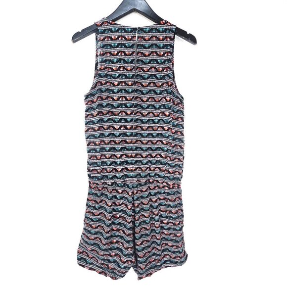 Old Navy Orange Black Green Aztec Print Sleeveless Romper - Picture 7 of 9